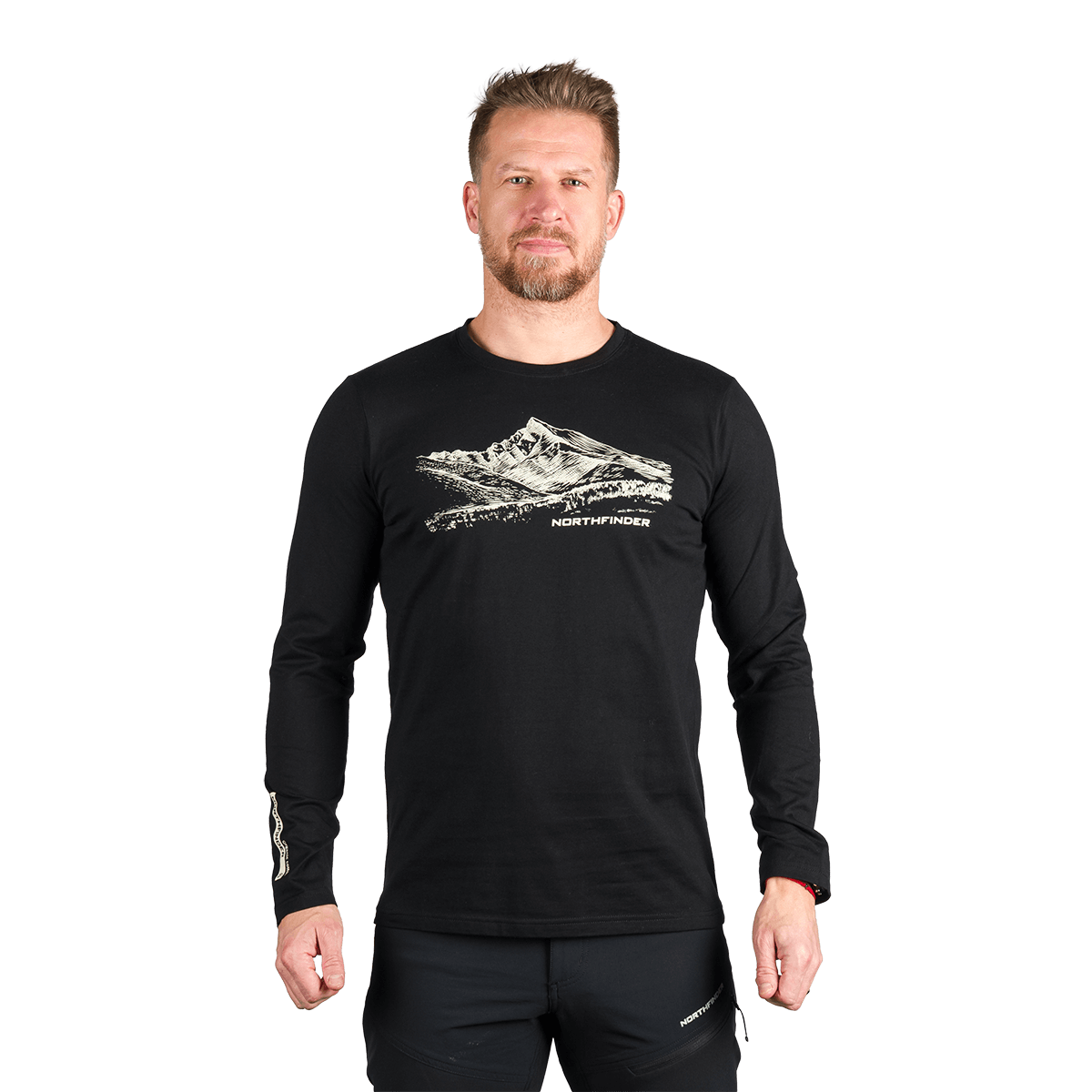 bluze midlayer training fleece - Bluza drumetii bumbac organic barbati NORTHFINDER DACSO negru