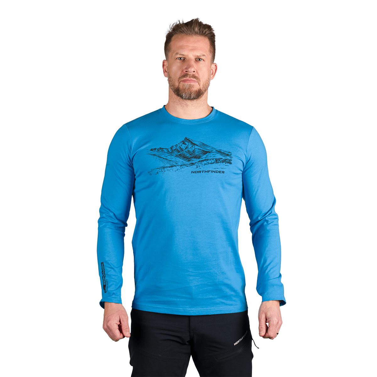 bluze midlayer training fleece - Bluza drumetii bumbac organic barbati NORTHFINDER DACSO albastru