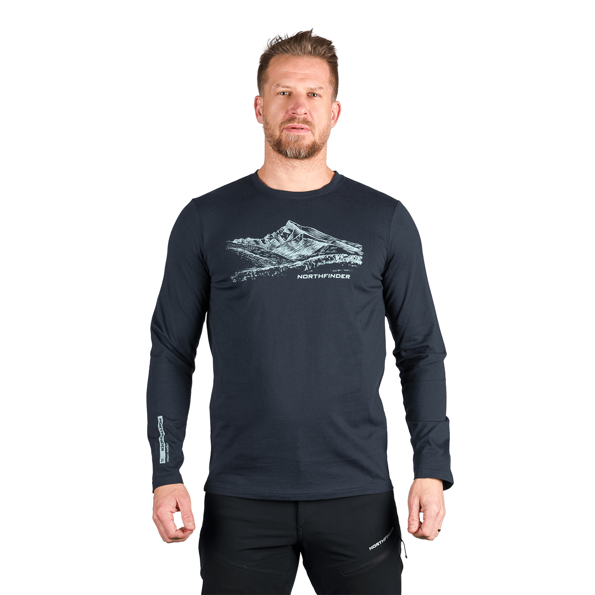 bluze midlayer training fleece - Bluza drumetii bumbac organic barbati NORTHFINDER DACSO bleumarin