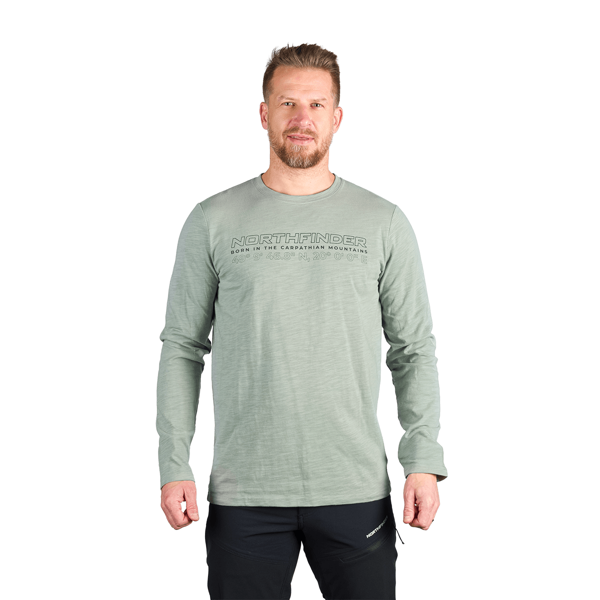 bluze midlayer training fleece - Bluza drumetii bumbac organic barbati NORTHFINDER DENES vernil