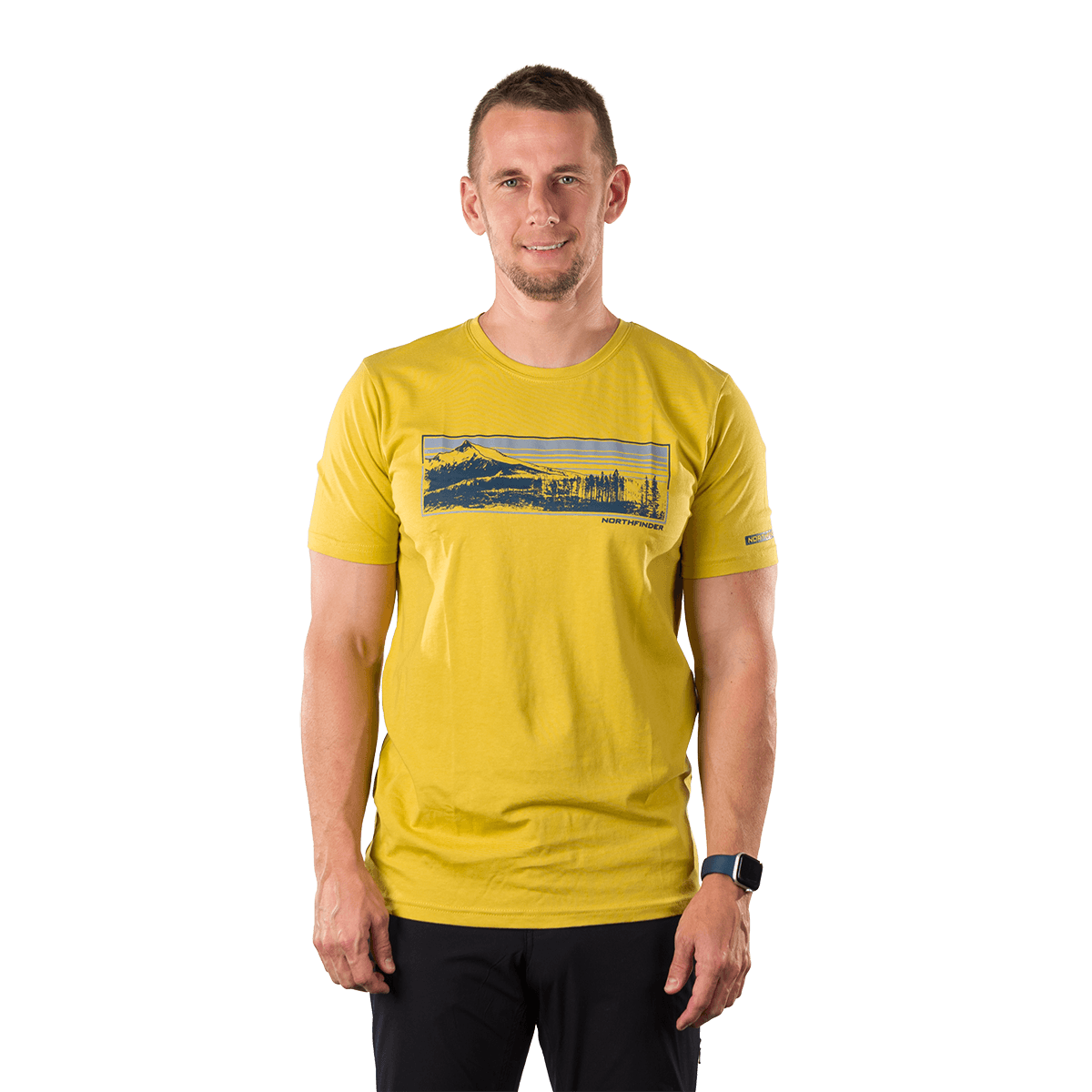 tricouri sport si outdoor - Tricou bumbac organic barbati barbati NORTHFINDER BARTOLOM galben