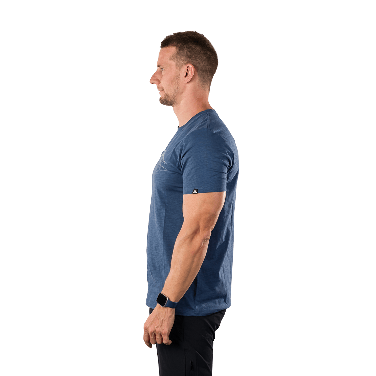 Tricou bumbac organic barbati NORTHFINDER JACINT albastru inchis [3]