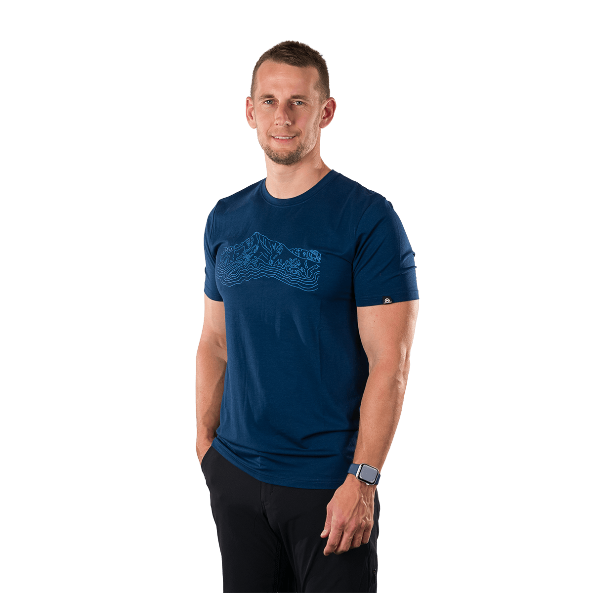 tricouri sport si outdoor - Tricou drumetie bambus/bumbac barbati NORTHFINDER HALM bleumarin