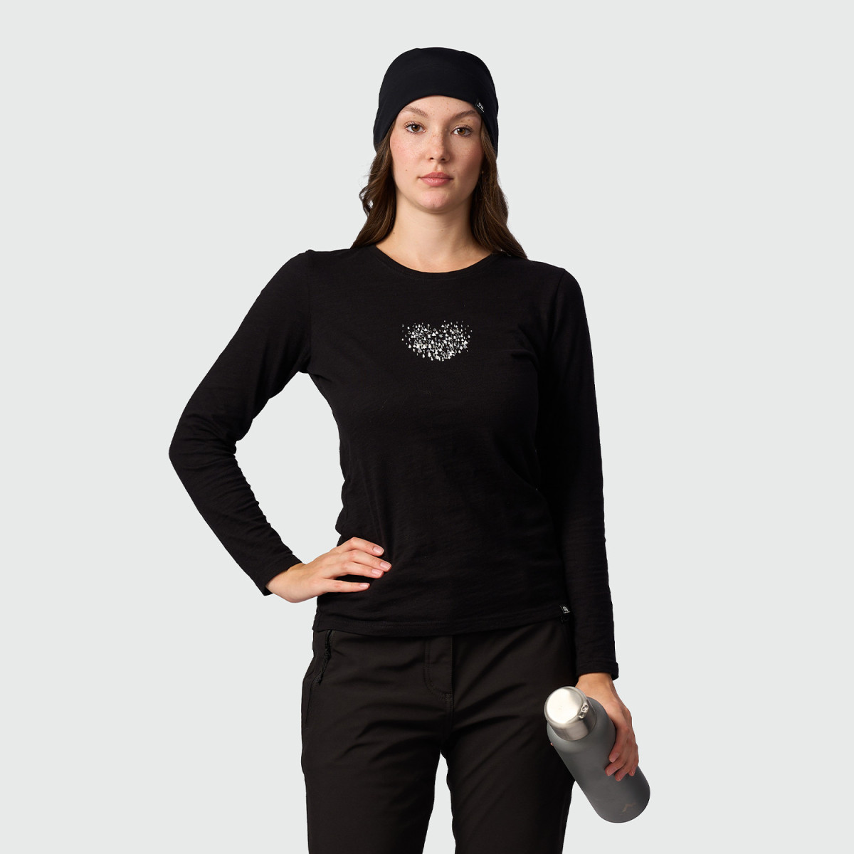 Articole femei - Bluza drumetie bumbac femei NORTHFINDER NUUTTI negru print inima