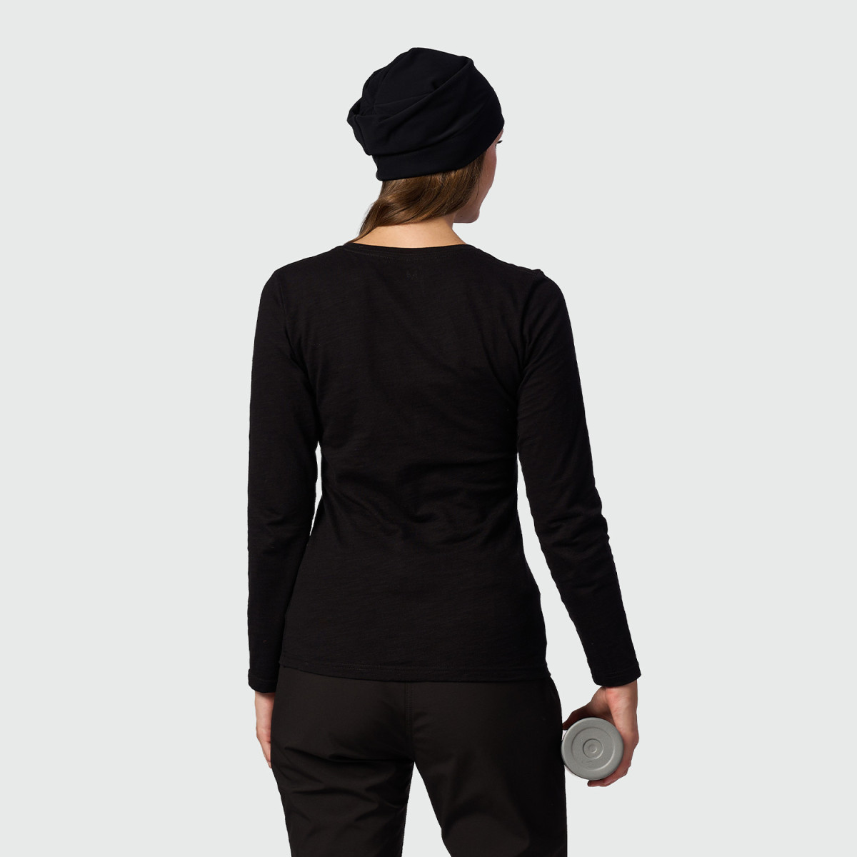 Bluza drumetie bumbac organic femei NORTHFINDER NUUTTI negru print inima [1]