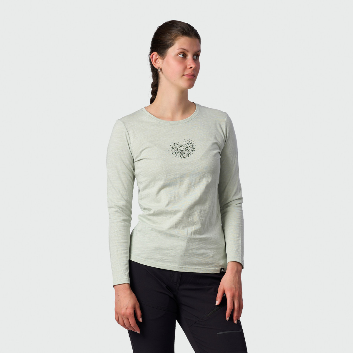 Articole femei - Bluza drumetie bumbac femei NORTHFINDER NUUTTI verde deschis print inima