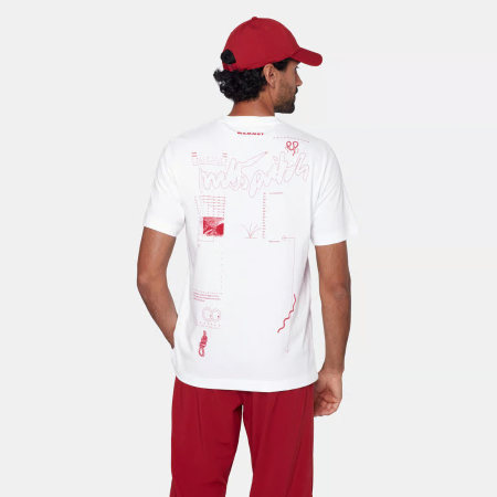Tricou bumbac organic barbati MAMMUT Base MULTI-PITCH alb print alpinism [4]