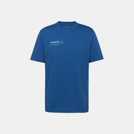 Outdoor - Tricou bumbac organic barbati MAMMUT Base MULTI-PITCH albastru print alpinism
