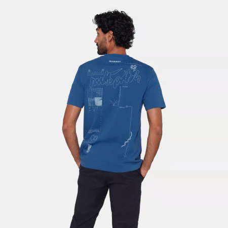 Tricou bumbac organic barbati MAMMUT Base MULTI-PITCH albastru print alpinism [3]