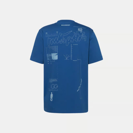 Tricou bumbac organic barbati MAMMUT Base MULTI-PITCH albastru print alpinism [5]