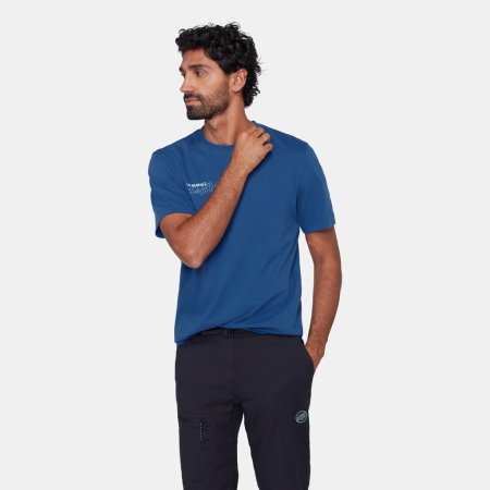 Tricou bumbac organic barbati MAMMUT Base MULTI-PITCH albastru print alpinism [1]
