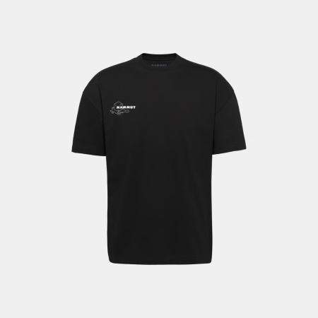 tricouri sport si outdoor - Tricou bumbac organic barbati MAMMUT BASE RELAXED GLACIER negru print ghetar