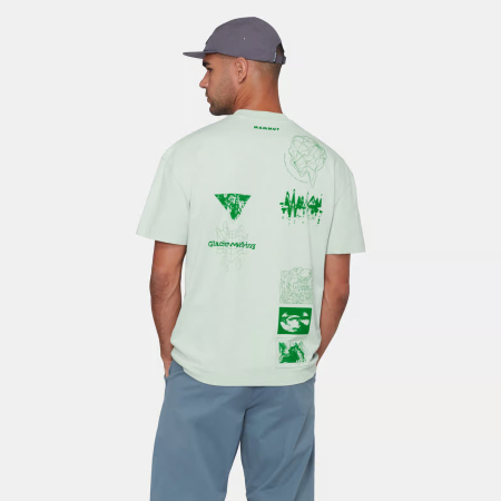 Tricou bumbac organic barbati MAMMUT BASE RELAXED GLACIER vernil print ghetar [3]