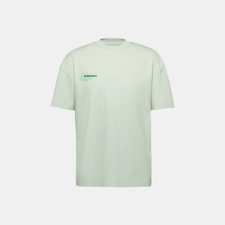 tricouri sport si outdoor - Tricou bumbac organic barbati MAMMUT BASE RELAXED GLACIER vernil print ghetar