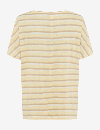 Tricou din in guler rotund femei BRAX CAELEN S galben dungi [6]