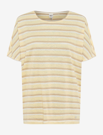 Articole femei - Tricou din in guler rotund femei BRAX CAELEN S galben dungi