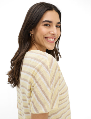 Tricou din in guler rotund femei BRAX CAELEN S galben dungi [5]