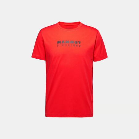 tricouri sport si outdoor - Tricou drumetie bumbac organic barbati MAMMUT CORE LOGO rosu