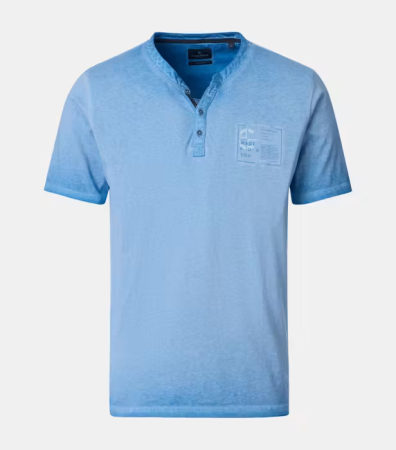 tricou imprimeu - Tricou Henley bumbac barbati CASA MODA albastru