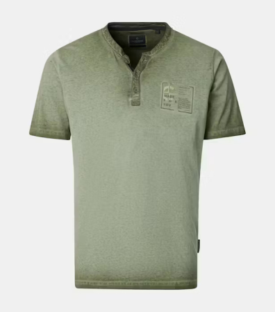 tricou imprimeu - Tricou Henley bumbac barbati CASA MODA kaki