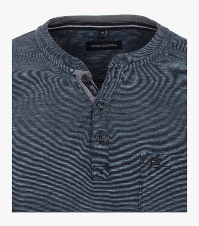 Tricou Henley bumbac barbati CASA MODA albastru melanj [2]