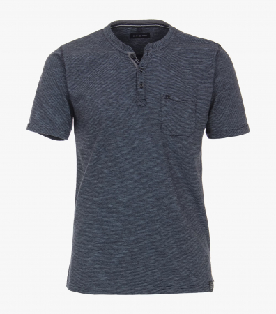 Tricouri - Tricou Henley bumbac barbati CASA MODA albastru melanj