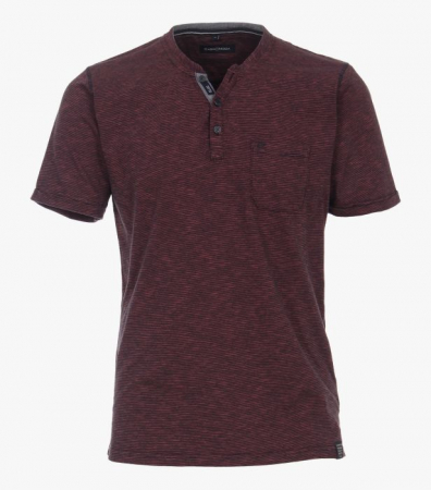 Tricouri - Tricou henley bumbac barbati CASA MODA rosu inchis