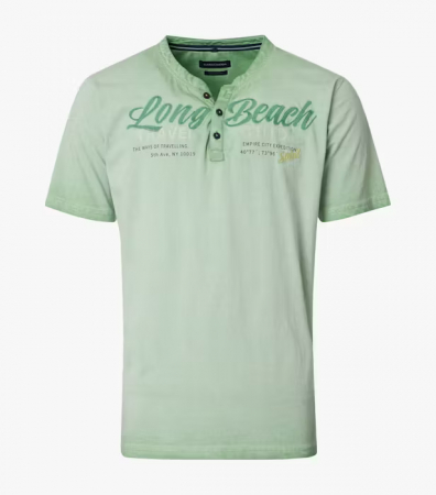 tricouri maneca scurta - Tricou Henley bumbac barbati CASA MODA New York verde