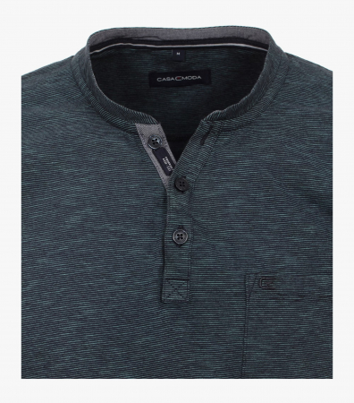 Tricou Henley bumbac barbati CASA MODA turcoaz melanj [2]