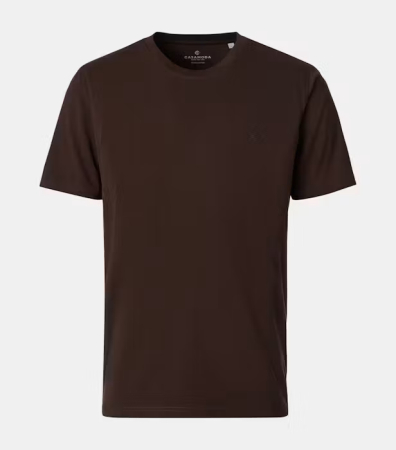 tricouri maneca scurta - Tricou O-neck bumbac barbati CASA MODA 004200 maro inchis