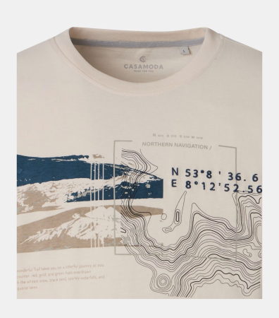 Tricou O Neck barbati CASA MODA Colorful Journey crem [2]
