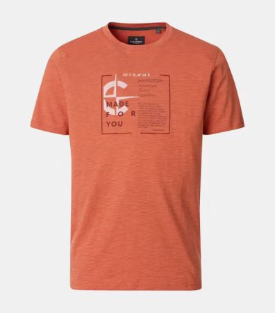 tricouri dupa stil - Tricou O Neck bumbac barbati CASA MODA portocaliu  print