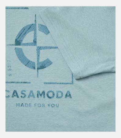 Tricou O Neck barbati CASA MODA logo turcoaz deschis [3]