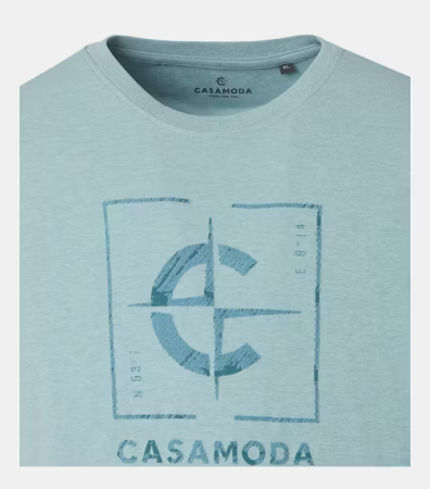 Tricou O Neck barbati CASA MODA logo turcoaz deschis [2]