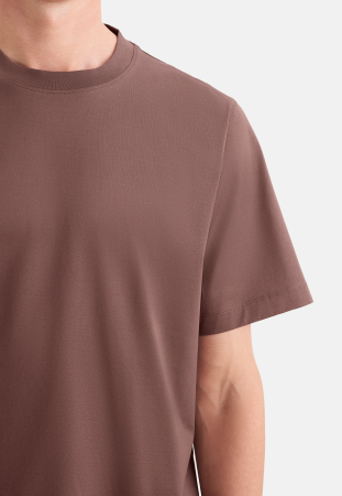Tricou bumbac barbati O Neck SEIDENSTICKER maro uni [1]