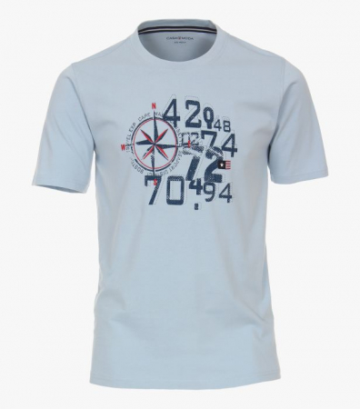 tricou imprimeu - Tricou bumbac barbati CASA MODA Cape Cod bleu print roza vanturilor