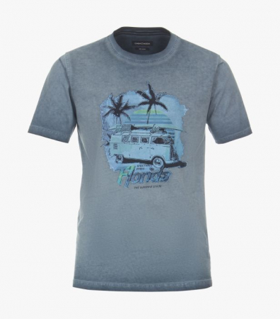tricou imprimeu - Tricou bumbac O Neck barbati CASA MODA albastru print estival