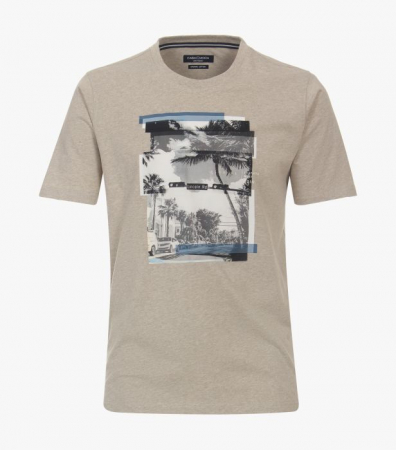 tricou imprimeu - Tricou O Neck bumbac barbati CASA MODA "Sunshine State" bej