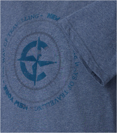 Tricou bumbac O-neck barbati CASA MODA NEW YORK albastru denim [3]