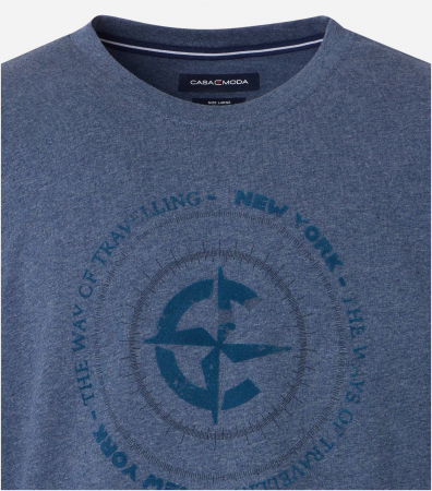Tricou bumbac O-neck barbati CASA MODA NEW YORK albastru denim [2]