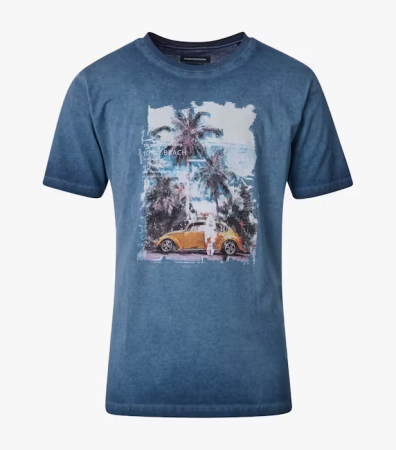 tricouri maneca scurta - Tricou O Neck bumbac barbati CASA MODA New York albastru inchis