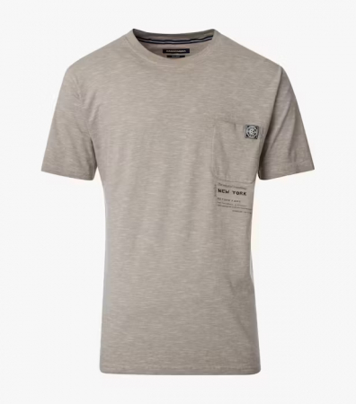 tricouri maneca scurta - Tricou O Neck bumbac barbati CASA MODA New York bej