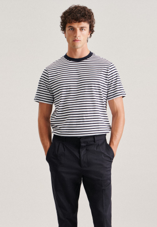 Tricouri - Tricou bumbac barbati SEIDENSTICKER dungi alb/bleumarin