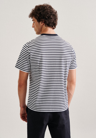 Tricou bumbac barbati SEIDENSTICKER dungi alb/bleumarin [2]