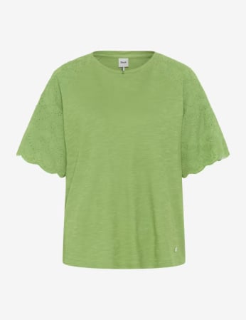 Articole femei - Tricou bumbac brodat guler rotund femei BRAX CAELEN verde