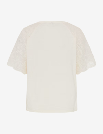Tricou bumbac brodat guler rotund femei BRAX CAELEN  crem [4]