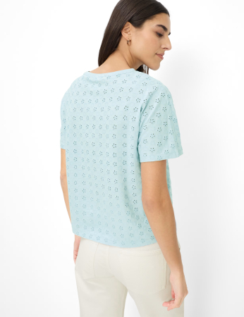 Bluza bumbac brodat guler rotund femei BRAX CAELEN S bleu [2]