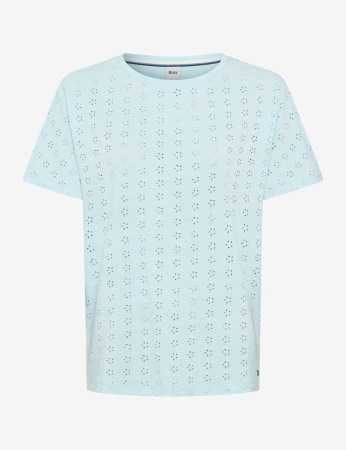 Articole femei - Bluza bumbac brodat guler rotund femei BRAX CAELEN S bleu