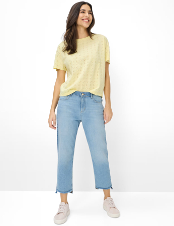 Bluza bumbac brodat guler rotund femei BRAX CAELEN S galben [5]