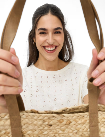 Bluza bumbac brodat guler rotund femei BRAX CAELEN S crem [4]